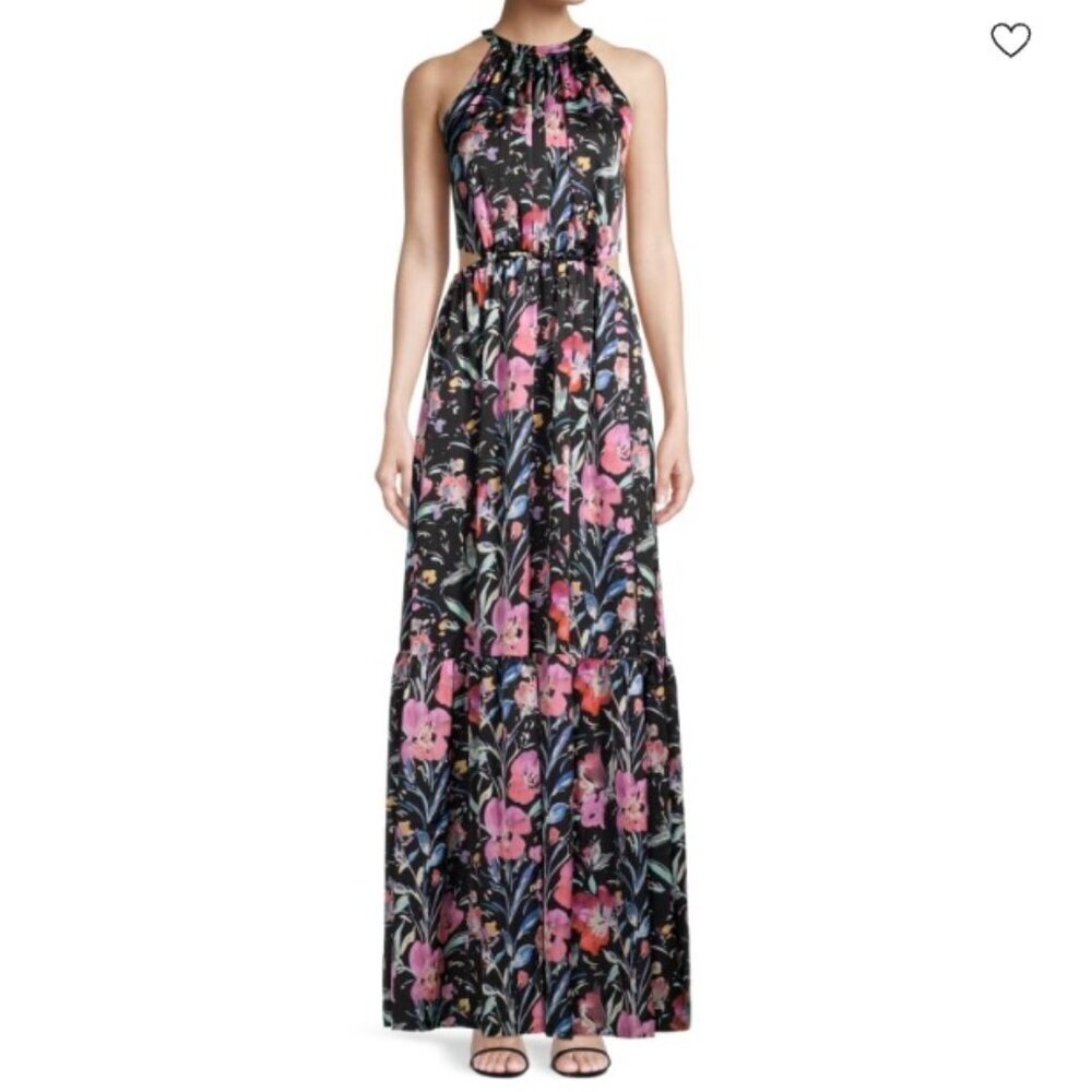 Aidan by Aidan Mattox Floral Cutout Maxi Dress Sleeveless High Neck Size 6 Women - Picture 1 of 13